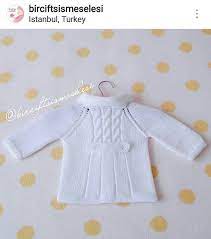 beyaz bebek hirkasi triko orgu bebek elbise modelleri