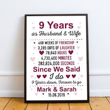 Gifts.com has a lot more than 9 year anniversary gifts; 9th Anniversary Gift Personalised Framed Print 9th Anniversary