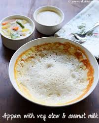 Appam With Vegetable Stew Coconut Milk Breakfast Menu 3 Raks Kitchen Coconut Milk Breakfast Breakfast Menu Recipes