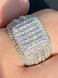Men S Real Solid 925 Sterling Silver Ring Real Icy Square Cluster Hip Rings For Men Solid 925 Sterling Silver Sterling Silver Rings