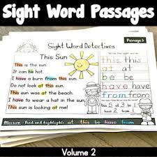 Each file has reading comprehension questions to go along with the passage, and a vocabulary activity. Sight Word Reading Passages Vol 2 By Cahill S Creations Tpt
