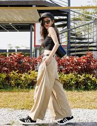 前打摺斜紋洗水棉寬褲 lure hsu outfits fashion korean fashion