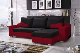 Ein gebrauchter und etwas pflegebedürftiges sofa zu verschenken. Ecksofa Sofa Collin Mit Schlaffunktion Rot Schwarz Ottomane Rechts Kaufen Bei Sylwia Lesniewska Fun Mobel