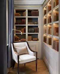 A Tour Around The Study At One Of Our Surrey Projects With Suede Backed Shelves Stacked With Specially So Home Library Design Home Office Design House Interior