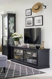 Malsjo Tv Unit With Sliding Doors Black Stained 63x18 7 8x23 1 4 Ikea Ikea Living Room Diy Living Room Decor Living Room Designs