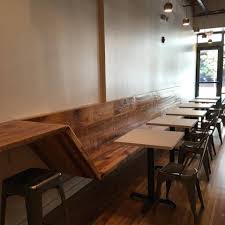 Custom Made Bench Inside Durham S The Bagel Bar Which Opens Monday Bagel Bar Museum Cafe Home Decor