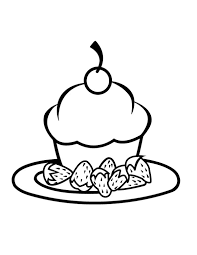 Download and print free fruit plate coloring pages. Cupcake With Strawberry On Plate Coloring Page Netart