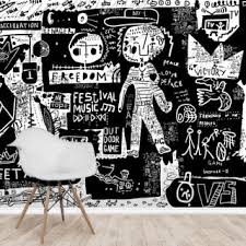 Black And White Graffiti Wallpaper Black And White Cartoon Sketch Mural Wallpaper Google Search In 2020 White Wallpaper Graffiti Wallpaper Black And White Graffiti