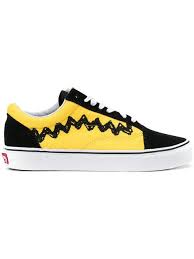 Black And Yellow Vans Shoes Vans Old Skool Peanuts Lace Up Sneakers In Charlie Brown Black Modesens Mens Vans Shoes Sneakers Men Fashion Running Shoes For Men