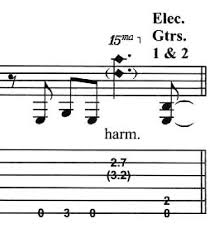 guitar harmonics notation in tabluature music practice