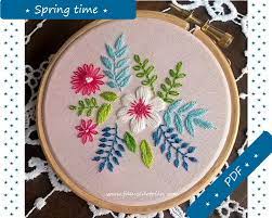 Embroidery Pattern Pdf Spring Time Hand Embroidery Pattern Embroidery Kit P Embroidery Hoop Art Digital Embroidery Patterns Flower Embroidery Designs