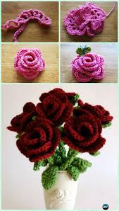 Knitting pattern for roses, knitted rose buds, flower. Crochet Rose Flower Bouquet Free Pattern Crochet 3d Flower Bouquet Free Patterns Diy How To