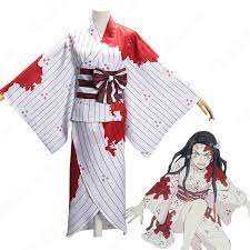 竈門禰豆子 コスプレ衣装 鬼滅の刃 血染め白い着物 女性用 コスプレ 衣装 着物 女性 コスプレ