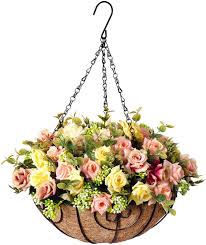 Check spelling or type a new query. Amazon Com Homsunny Hanging Flowers Basket Artificial Rose Flowers In 12 Inch Coconut Lining Hanging Baskets For The Decoration Of Courtyard Outdoors And Indoors Mixed Color Everything Else
