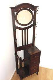 Antique Solid Wood Hallway Stand Umbrella Stands Mirror Clothes Hooks Retro Vintage Hallway Vintage French Furniture Vintage Umbrella Stand Beautiful Furniture