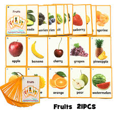 Fruits Food Quantities Vegetable Kids English Word Card Children Learning Card Early Educational Toys For Children Flash Cards