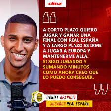 El defensor de Real España, Daniel Aparicio, ha captado la atención de los  aficionados aurinegros con su buen rendimiento y confesó su sueño a Diez.  🚂 🔴Más detalles: link en biografía
