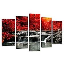 Amazon Com Quaanti 5 Panel Modern Art Oil Painting Canvas Prints Seascape Artwork Landscape Pictur Framed Canvas Wall Art Floral Oil Paintings Canvas Wall Art