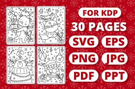 I really hope you and your kids love our i spy coloring page activities and if you like this printable christmas activity then please hit the share button of your choice below as it lets us know you care and helps us create many more awesome free printables for you to enjoy. Christmas Coloring Book For Kids 30 Pages Kdp Ready 1089257 Coloring Pages Design Bundles