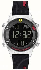 Race day 22mm black silicone rubber strap $ 44.86. Scuderia Ferrari Men S Digitrack Black Rubber Strap Black Digital Dial 0830756 First Class Watches Irl