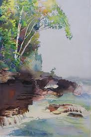 Lake Landscape Painting Print Lake Scene Watercolor Lake Art Etsy Landscape Paintings Lake Art Landscape Wall Art