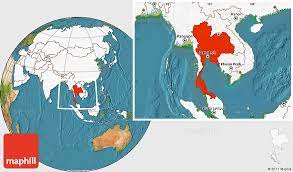 Thailand Country In World Map Satellite Location Map Of Thailand, Highlighted Continent