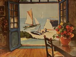 Vintage 1957 The Open Door By Raymond Wintz Litho Print Nelson Doubleday Litho Print Art Painting