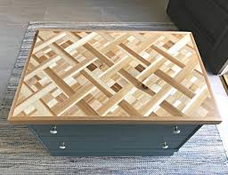 Clamp the plywood to a work table and cut the strips with a circular saw. Diy Wood Mosaic Table Top Abbotts At Home