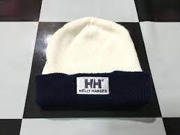 Vintage Helly Hansen Beanie Hat Two Tone Spell Out Logo Etsy Beanie Hats Helly Hansen Logo Embroidered