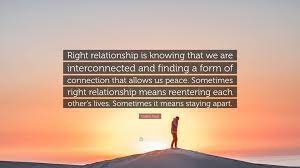 Valarie Kaur Quote: “Right relationship is knowing that we are  interconnected and finding a form of connection that allows us peace.  Sometime...”