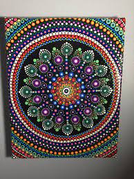 Hand Painted Mandala On Canvas Mandala Meditation Dot Art Calming Healing 414 Mandala Painting Dot Painting Dot Art Painting
