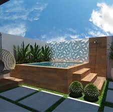 Nous Aimons Le Design De Cet Espace Exterieur Avec Piscine En Piscine Amenagement Paysager Piscine Et Jardin Design Jardin Terrasse