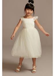 Guess women's marcella long sleeve crochet midi dress. Crochet Cap Sleeve Ruffle Flower Girl Dress David S Bridal