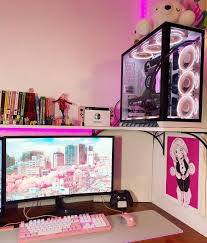 Kawaii Anime Pc Setup On Instagram K9 Peach Kawaii Cute Anime Art Love Japan Cosplay Pinksetup Manga Kawai Gamer Room Game Room Design Gamer Room Decor kawaii cute anime art love