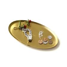 トレー トレイ おしゃれ ゴールド スチール 薄型 アクセサリートレイ コイントレー キートレイ オーバルトレイ インブルーム cle0979 アクセサリー トレイ ゴールド