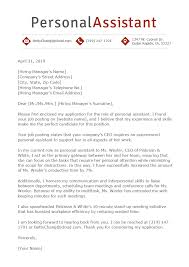 Personal Assistant Cover Letter Free Sample Resume Genius
