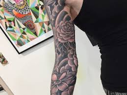 Shaded tattoos are also an excellent selection for stylizing letters for more visual impact. Black And Grey Sleeve Roses And Flowers Tattoo 03 Joe Haasch Tattoo