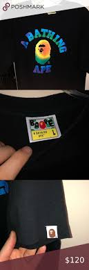 Men S L Bape Rainbow College Tee College Tees Tees Rainbow Tee