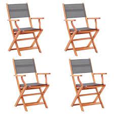 Buy wood folding chairs and get the best deals at the lowest prices on ebay! Folding Garden Chairs 4 Pcs Grey Solid Eucalyptus Wood And Textilene