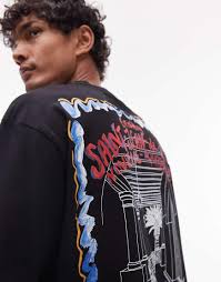 TOPMAN Oversized Fit T-shirt With Front And Back French Poster in Blue for  Men