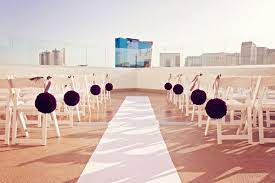 Rooftop Wedding In Las Vegas Love Wed Bliss Rooftop Wedding Rooftop Wedding Ceremony Purple And Silver Wedding