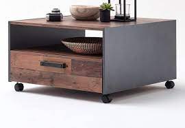 Einfaches design viel stauraum hochwertig. Couchtisch Auf Rollen In Old Used Wood Shabby Real De