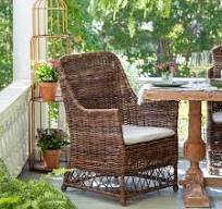 Aged Wicker Terrace Chair - Iron Accents