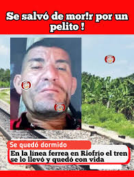 Atención Se salvó por un pelito, se quedó dormido en la línea ferrea y el  tren lo arrolló. En un acto como de Película un hombre identificado como  José Montenegro terminó siendo