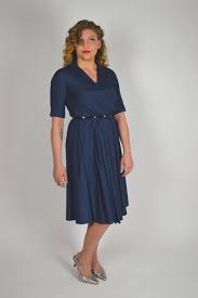 Navy Blue Silk Dress Simple Dress Shirt Dress Swing Dress Blue Silk Dress Simple Dresses Vintage Shirt Dress