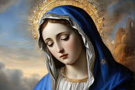 Sacred icon portrait of st mary capturing the divine serenity and grace of  the revered figure embodying spiritual symbolism and artistic reverence in  a timeless depiction of holiness