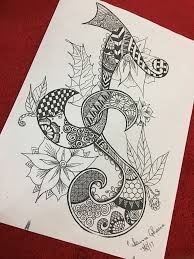 Zentangle Couple S Initials Drawing Initial Art Art Tutorials Drawings