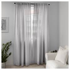 1 Pair 100 Cotton Ikea Curtains Tibast Bedroom Window Blinds 250x145cm Grey Ebay