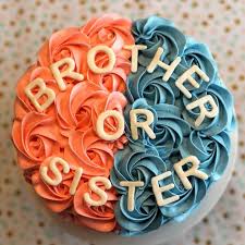 Sibling Birthday Cake For Brother And Sister Brother Or Sister Gender Reveal Cake Gender Reveal Cake Boy Gender Reveal Easter Gender Reveal
