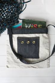Denim Pocket With Grommets Tote Bag Upgrade Radiant Home Studio Denim Tote Bags Plain Tote Bags Upcycled Tote